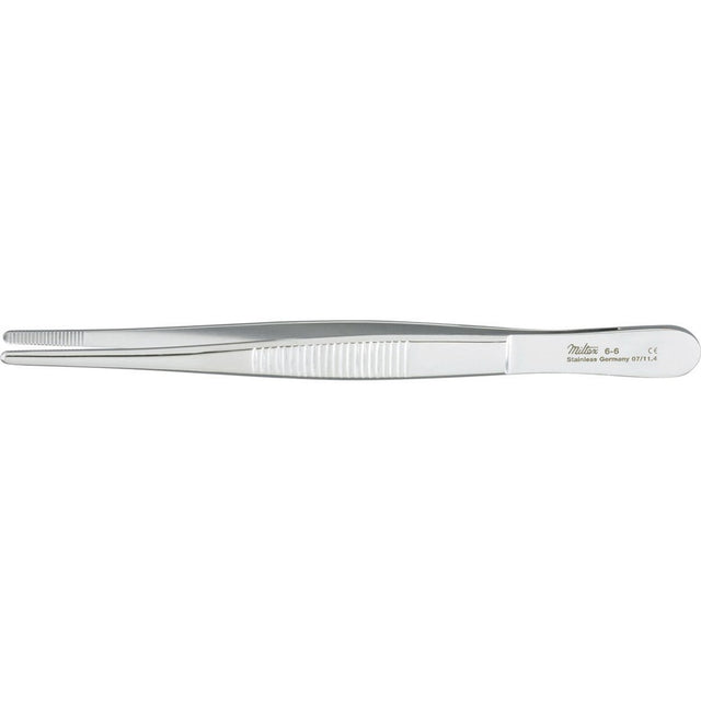 MILTEX Dressing Forceps, standard pattern serrated handles, 5-1/8" (130mm), serrated tips. MPN: 6-6