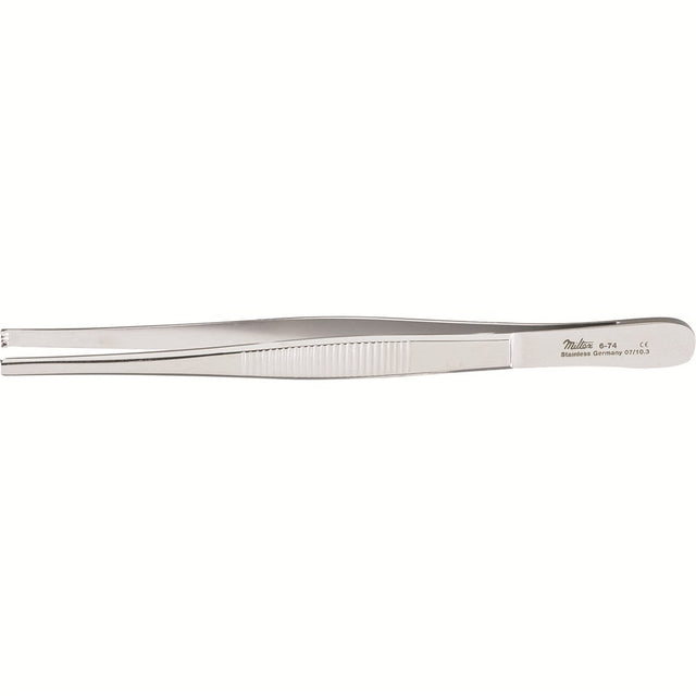 MILTEX Tissue Forceps 3 X 4 teeth, standard pattern serrated handles, 5-1/2". MPN: 6-74