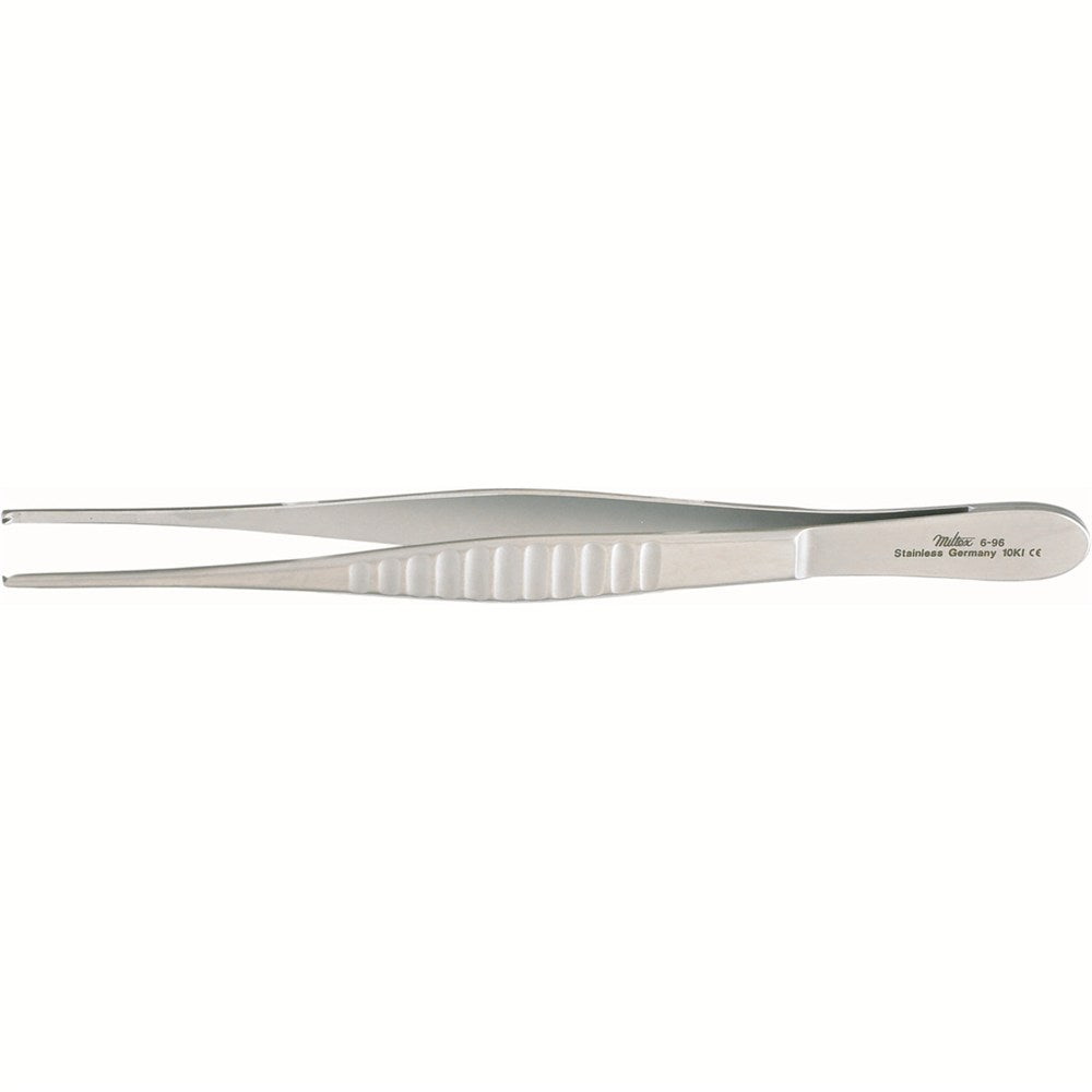MILTEX Tissue Forceps 1 X 2 teeth, delicate pattern fluted handles, 6" (15.2 cm). MPN: 6-96