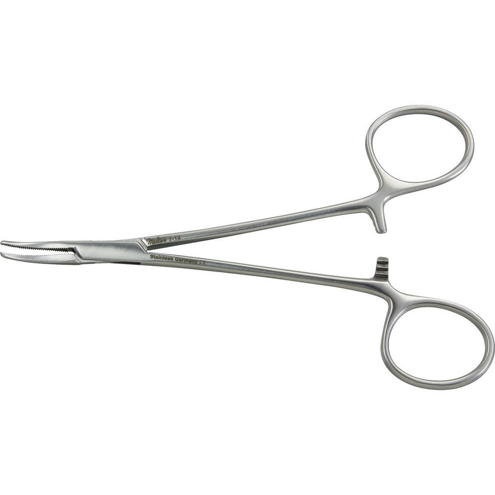 MILTEX PACKER Mosquito Forceps, curved, 5" (127mm), flat jaws. MPN: 7-12