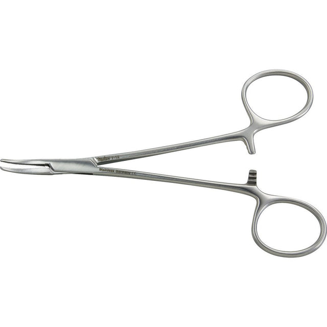 MILTEX PACKER Mosquito Forceps, curved, 5" (127mm), flat jaws. MPN: 7-12
