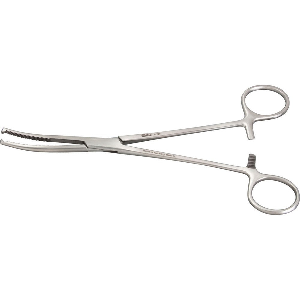 MILTEX MICULICZ Peritoneal Forceps 1 X 2 teeth, 8" (20.3 cm), slight curve. MPN: 7-190