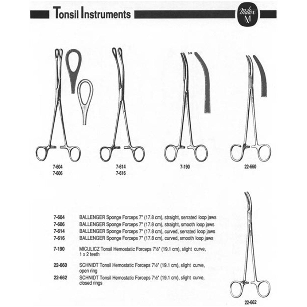 MILTEX MICULICZ Peritoneal Forceps 1 X 2 teeth, 8" (20.3 cm), slight curve. MPN: 7-190 - Image 3