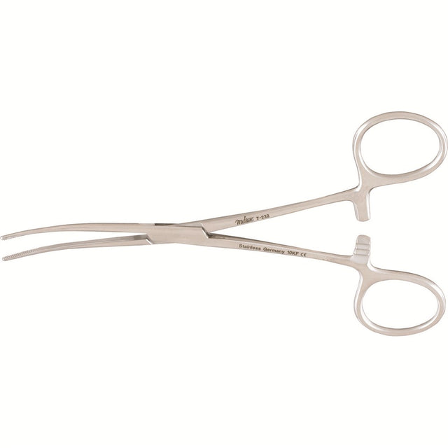 MILTEX BAINBRIDGE Forceps, 6" (15.2 cm), curved, longitudinal serrations, cross tip serrations. MPN: 7-232