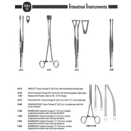 MILTEX BAINBRIDGE Forceps, 7-1/4" (18.4 cm), straight, longitudinal serrations, cross tip serrations. MPN: 7-234 - Image 4