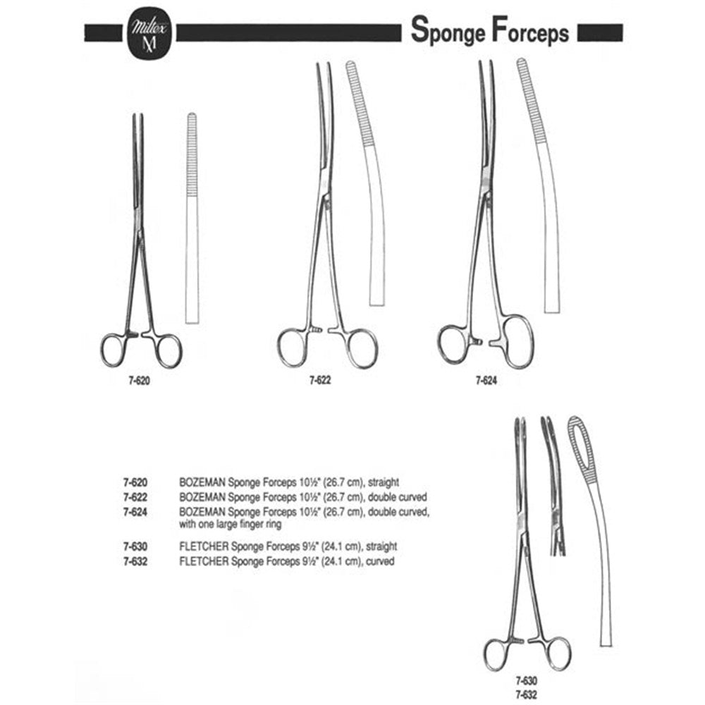 MILTEX BOZEMAN Sponge Forceps, 10-1/2" (26.7 cm), double curved, one large ring. MPN: 7-624 - Image 2