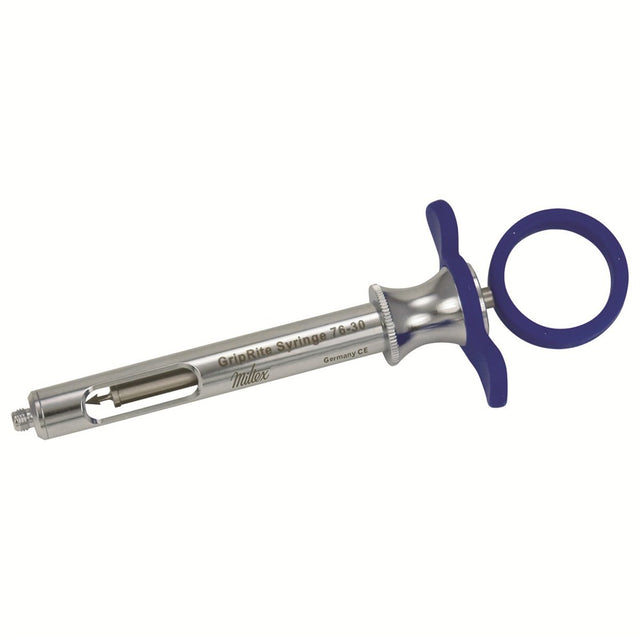 MILTEX GripRite Dental Aspirating Syringe CW, Blue Silicone Grips. MPN: 76-30
