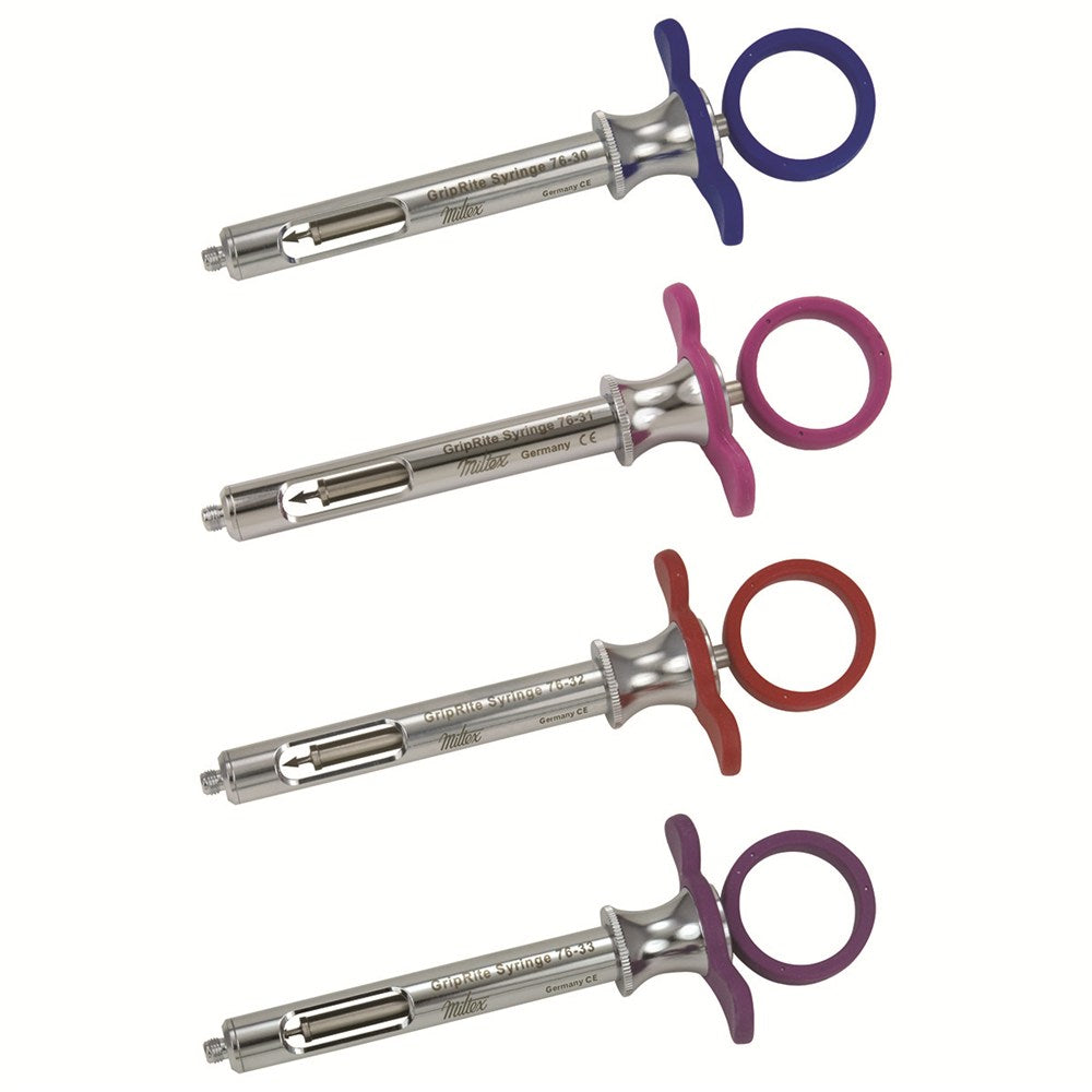 MILTEX GripRite Dental Aspirating Syringe CW, Blue Silicone Grips. MPN: 76-30 - Image 2