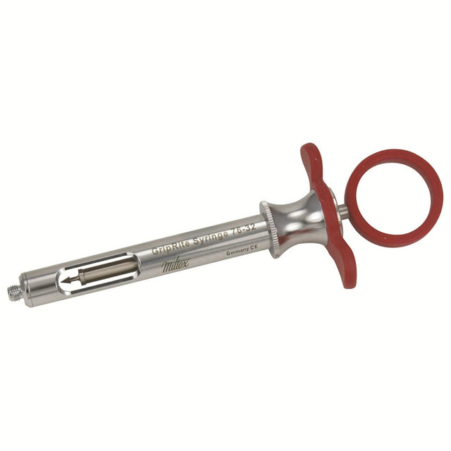 MILTEX GripRite Dental Aspirating Syringe CW, Red Silicone Grips. MPN: 76-32