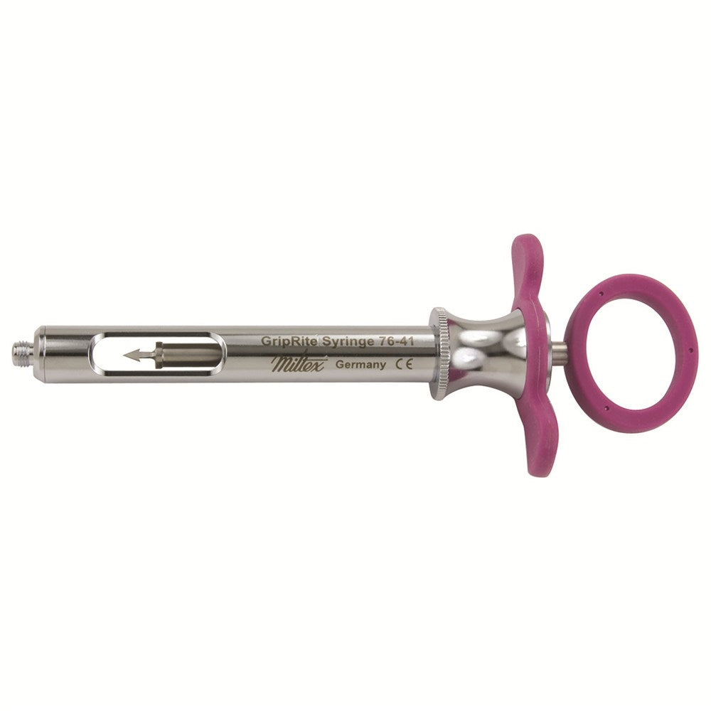 MILTEX GripRite Petite Dental Aspirating Syringe CW, Pink Silicone Grips. MPN: 76-41