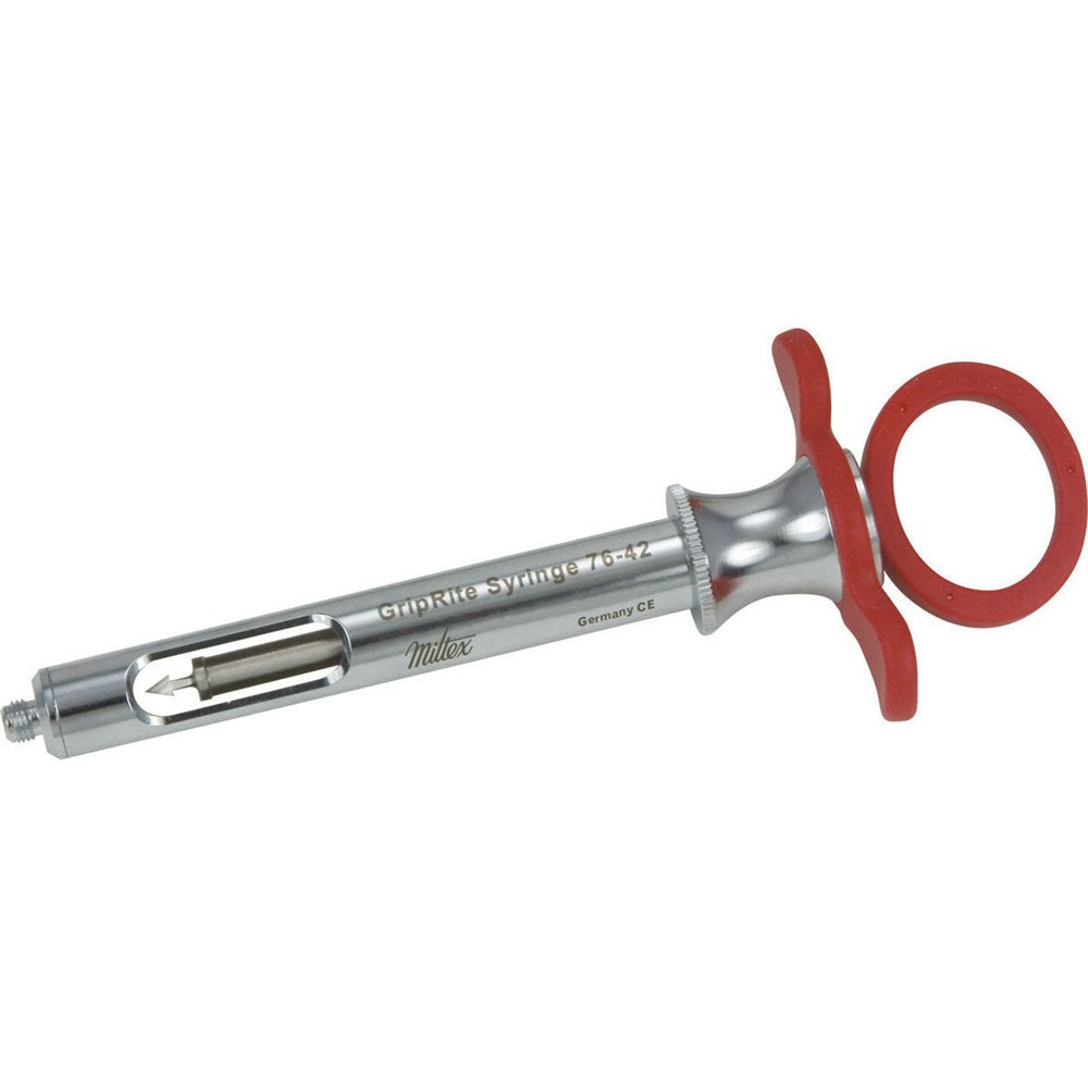 MILTEX GripRite Petite Dental Aspirating Syringe CW, Red Silicone Grips. MPN: 76-42