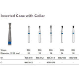 MILTEX Diamond Bur, Inverted Cone with Collar (806), Diameter= 14, Medium Grit, Blue Band. MPN: 806/014