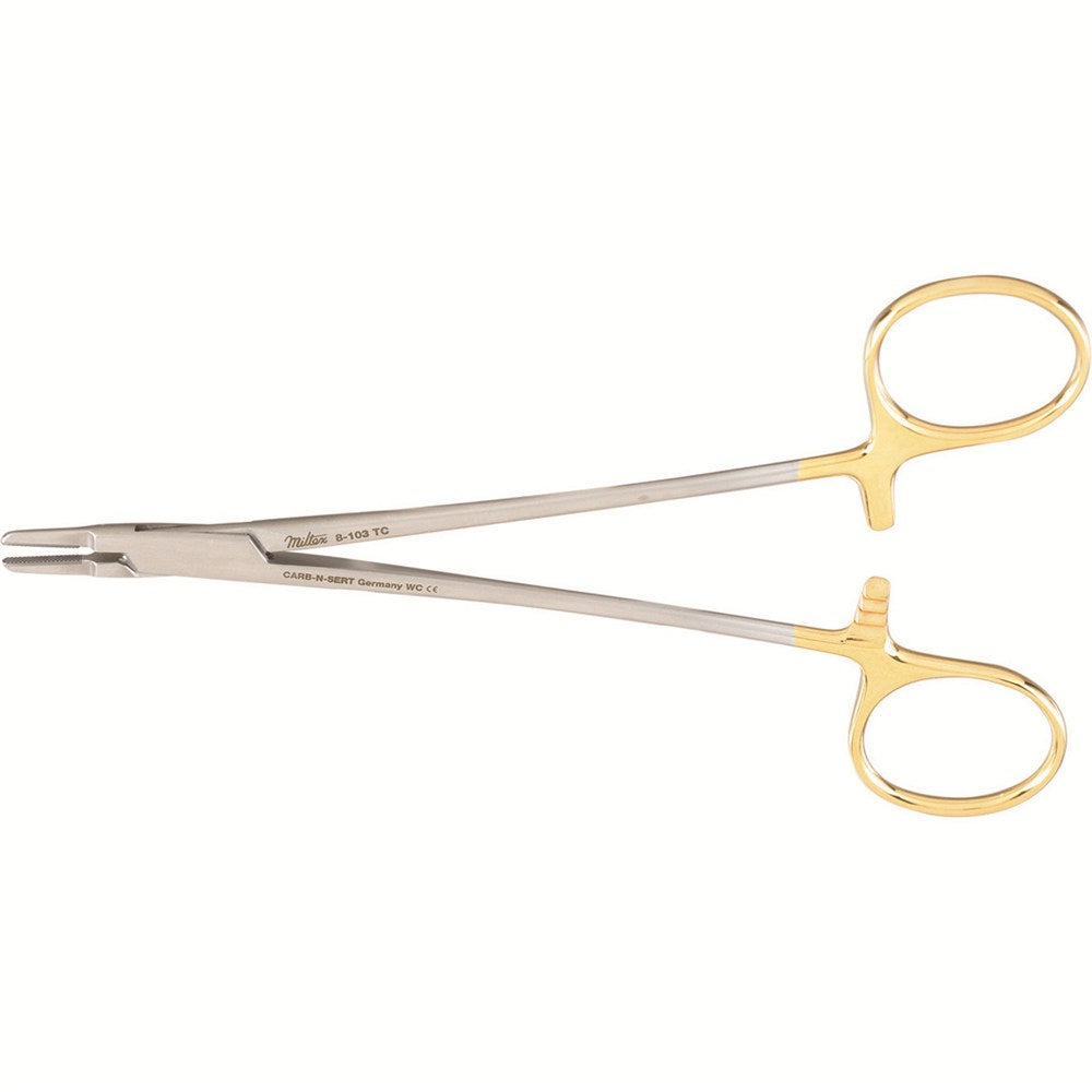 Miltex Ryder Needle Holder, 5⅞" (14.9 cm), Serrated Jaws, Tungsten Carbide. MPN: 8-103TC