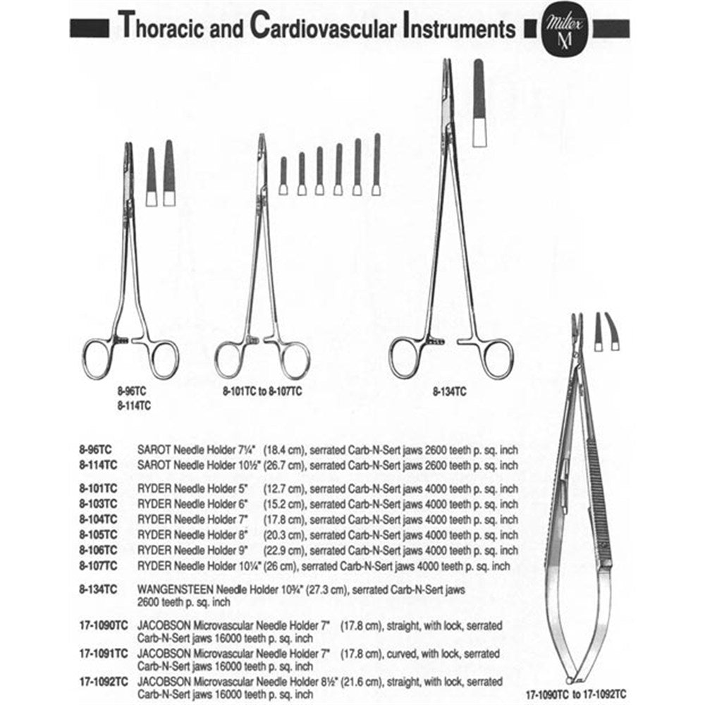Miltex Ryder Needle Holder, 8" (20.3 cm), Serrated Jaws, Tungsten Carbide. MPN: 8-105TC - Image 3