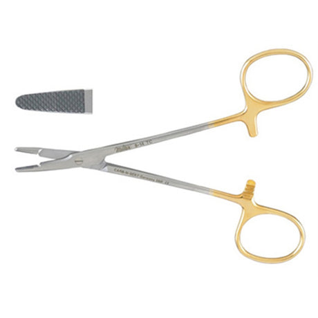 Miltex Olsen-Hegar Needle Holder with Suture Scissors, 4¾" (12.1 cm), Extra Delicate Serrated Jaws, Tungsten Carbide. MPN: 8-14TC
