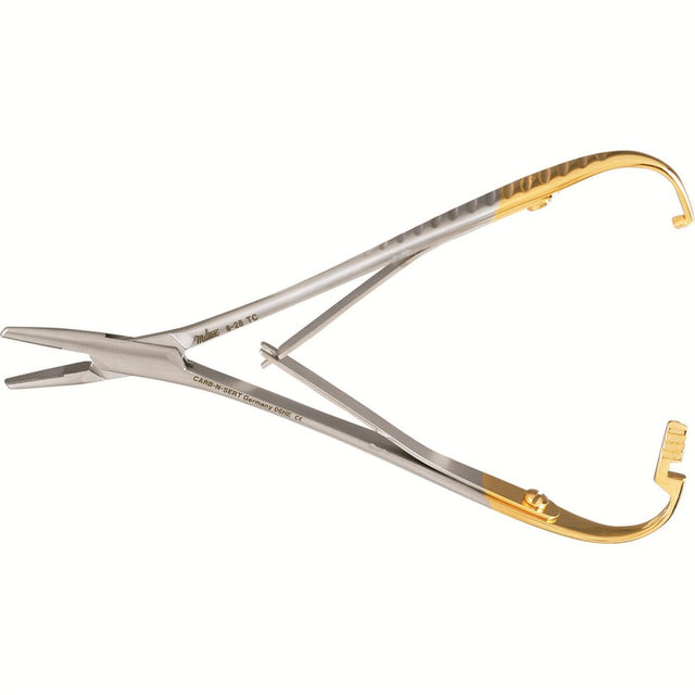 Miltex Mathieu Needle Holder, 5½" (14 cm), Serrated Jaws, Tungsten Carbide, Spring Handles. MPN: 8-28TC