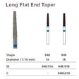 MILTEX Diamond Bur, Long Flat End Taper (848), Diameter= 18, Medium Grit, Blue Band. MPN: 848/018