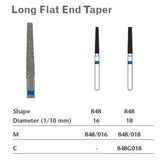MILTEX Diamond Bur, Long Flat End Taper (848), Diameter= 18, Medium Grit, Blue Band. MPN: 848/018