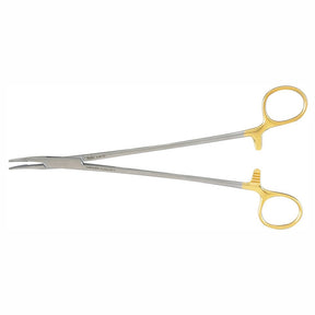 Miltex Julian Needle Holder, 8¼" (21 cm), Curved, Serrated Jaws, Tungsten Carbide, Fine Tips. MPN: 8-83TC