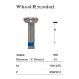 MILTEX Diamond Bur, Friction Grip, Wheel, 3.50mm (035), Medium Grit, Blue Band. MPN: 909/035
