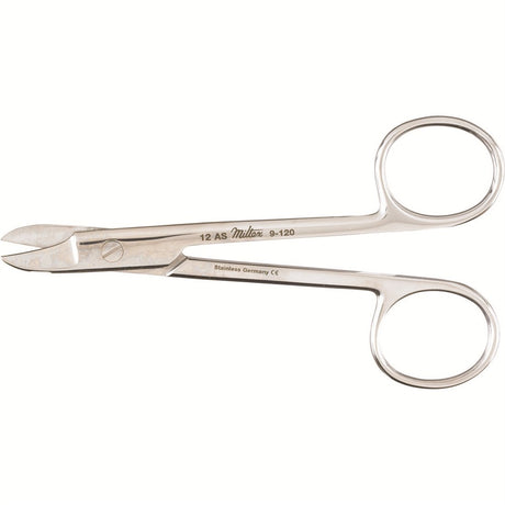 MILTEX Wire Cutting Scissors, 4-3/4" (119mm), straight, one serrated blade. MPN: 9-120