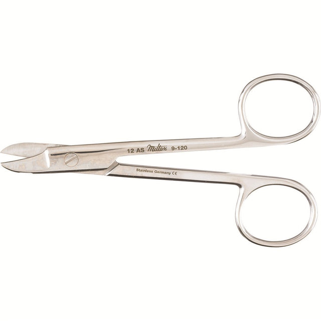 MILTEX Wire Cutting Scissors, 4-3/4" (119mm), straight, one serrated blade. MPN: 9-120