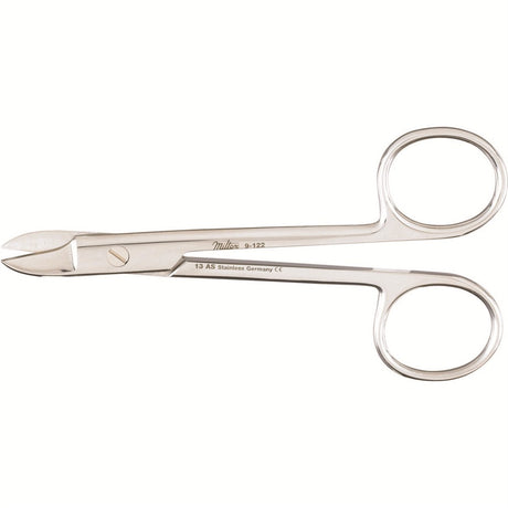 MILTEX Wire Cutting Scissors, 4-3/4" (119mm), curved, one serrated blade. MPN: 9-122