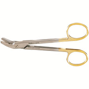MILTEX Wire Cutting Scissors, 4-7/8" (124mm), Tungsten Carbide, angled to side, one serrated blade. MPN: 9-124TC