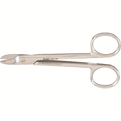MILTEX Wire Cutting Scissors, 4-3/8" (110mm), curved, one serrated blade. MPN: 9D-134