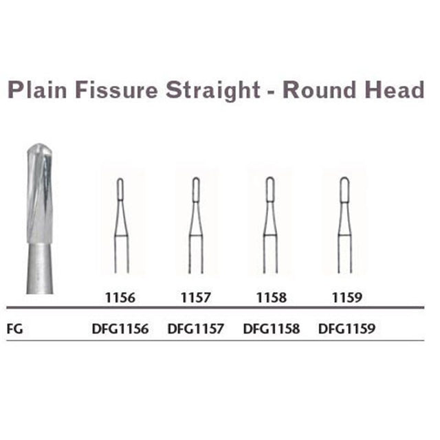 MILTEX Tungsten Carbide Bur, Plain Fissure Straight - Round Head, Friction Grip. MPN: DFG1157