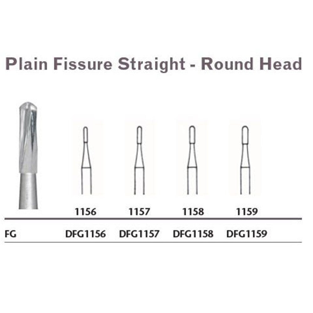 MILTEX Tungsten Carbide Bur, Plain Fissure Straight - Round Head, Friction Grip. MPN: DFG1158