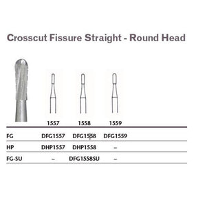 MILTEX Tungsten Carbide Bur, Crosscut Fissure Straight - Round Head, Friction Grip. MPN: DFG1557
