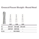 MILTEX Tungsten Carbide Bur, Crosscut Fissure Straight - Round Head, Friction Grip-Bulk. MPN: DFG1557-CL