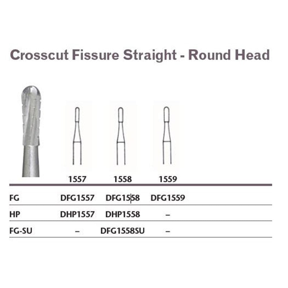 MILTEX Tungsten Carbide Bur, Crosscut Fissure Straight - Round Head, Friction Grip Surgical. MPN: DFG1558SU