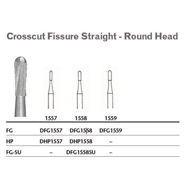 MILTEX Tungsten Carbide Bur, Crosscut Fissure Straight - Round Head, Friction Grip Surgical. MPN: DFG1558SU