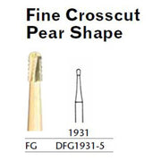 MILTEX Fine Crosscut Bur, Pear Shape, 1931, Friction Grip, 19 mm long. MPN: DFG1931-5