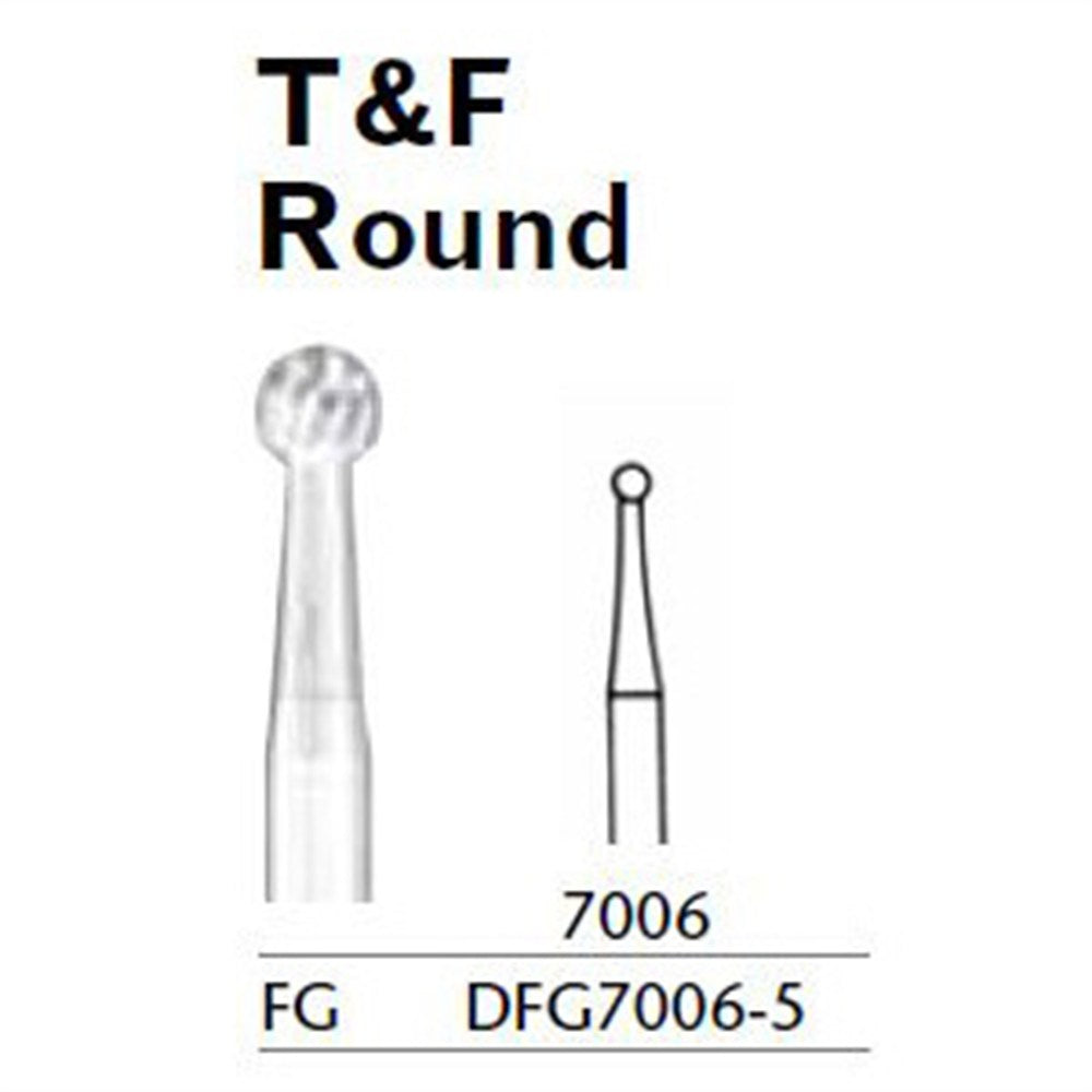 MILTEX Trimming & Finishing Bur, Round, 7006, Friction Grip, 19 mm long. MPN: DFG7006-5