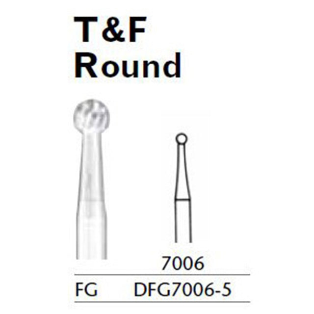 MILTEX Trimming & Finishing Bur, Round, 7006, Friction Grip, 19 mm long. MPN: DFG7006-5