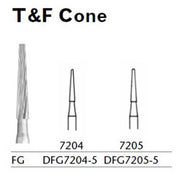 MILTEX Trimming & Finishing Bur, Cone, 7205, Friction Grip, 19 mm long. MPN: DFG7205-5