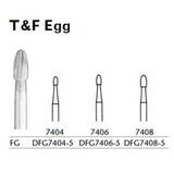 MILTEX Trimming & Finishing Bur, Egg, 7404, Friction Grip, 19 mm long. MPN: DFG7404-5