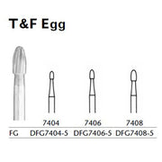 MILTEX Trimming & Finishing Bur, Egg, 7404, Friction Grip, 19 mm long. MPN: DFG7404-5