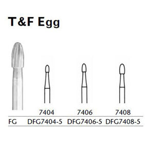 MILTEX Trimming & Finishing Bur, Egg, 7404, Friction Grip, 19 mm long. MPN: DFG7404-5
