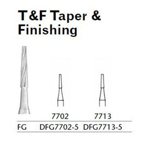 MILTEX Trimming & Finishing Bur, Taper & Finishing, 7702, Friction Grip, 19 mm long. MPN: DFG7702-5