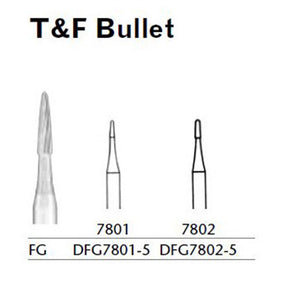MILTEX Trimming & Finishing Bur, Bullet, 7802, Friction Grip, 19 mm long. MPN: DFG7802-5