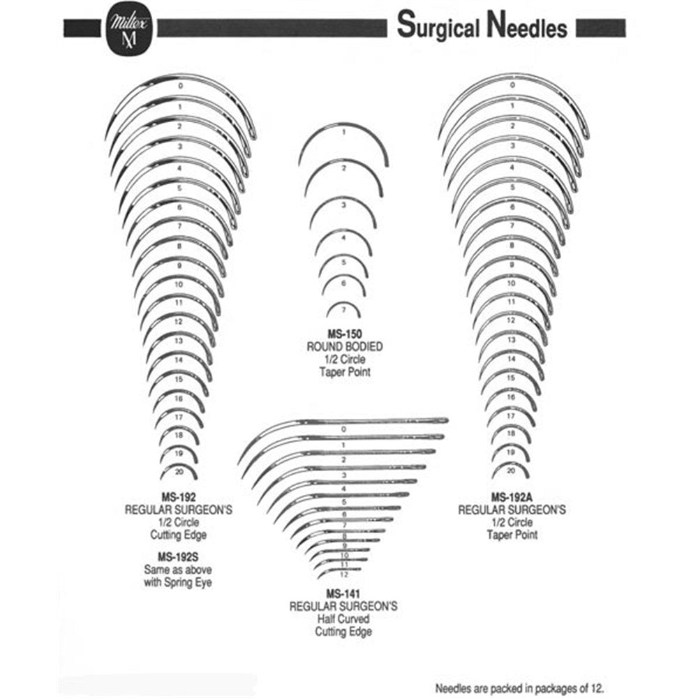 Miltex Regular Surgeon's Needle, Size 10, ½ Circle, Cutting Edge, 12/pk. MPN: MS192-10 - Image 2