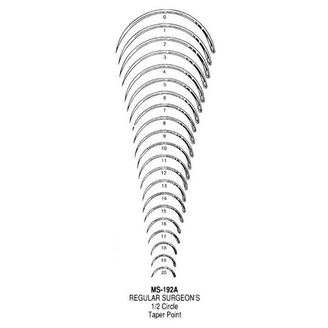 Miltex Regular Surgeon's Needle, Size 12, ½ Circle, Taper Point, 12/pk. MPN: MS192A-12