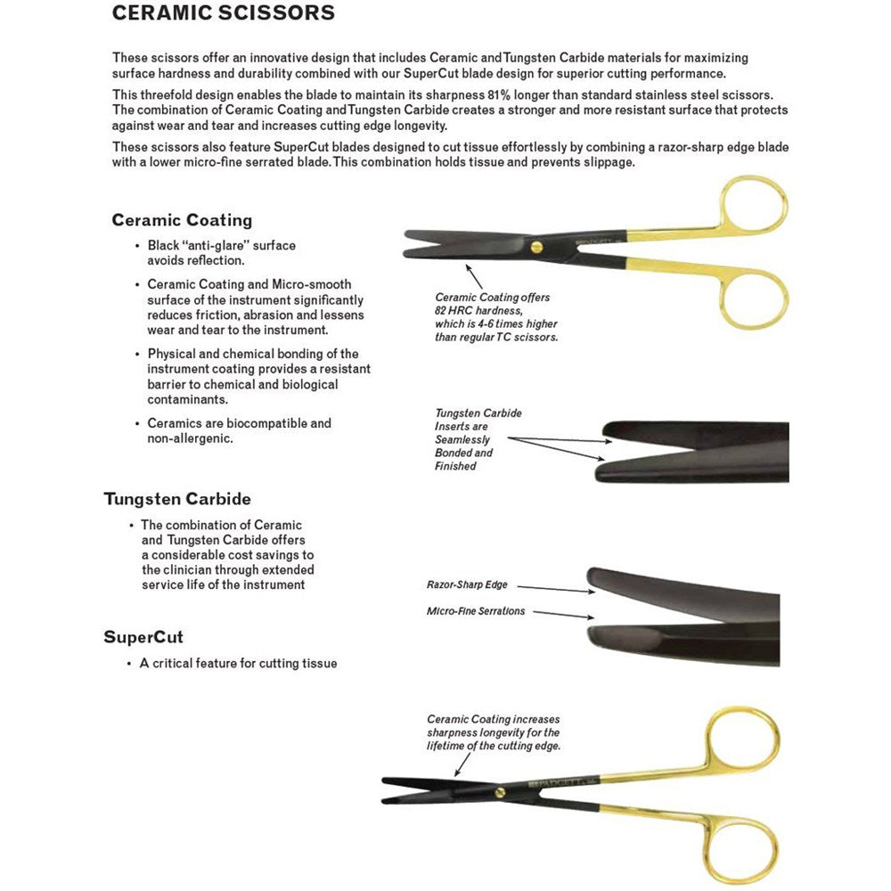 PADGETT KAYE-FREEMAN Scissors, 7" (178mm), Ceramic Coated Tungsten Carbide and SuperCut, curved, blunt flat tips. MPN: PM-21SC710CTC - Image 3