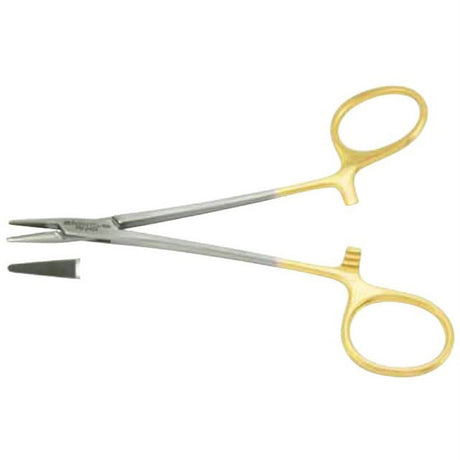 PADGETT Neivert Needle Holder, 5" (12.7 cm), Serrated Jaws, Tungsten Carbide, One Angled & Offset Ring. MPN: PM-2420