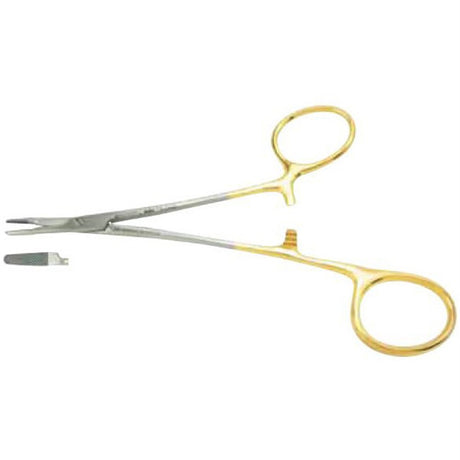 PADGETT Parkhouse Needle Holder with Suture Scissors, 5½" (14 cm), Serrated Jaws, Tungsten Carbide, Offset Finger Ring. MPN: PM-2424