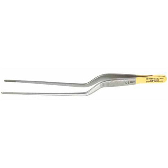 PADGETT Rees Bayonet Dressing Forceps, Tungsten Carbide, Cross-Serrated, Length= 6-1/4" (159 mm). MPN: PM-3505